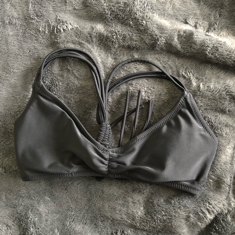 Volcom black bikini top bralette tie back